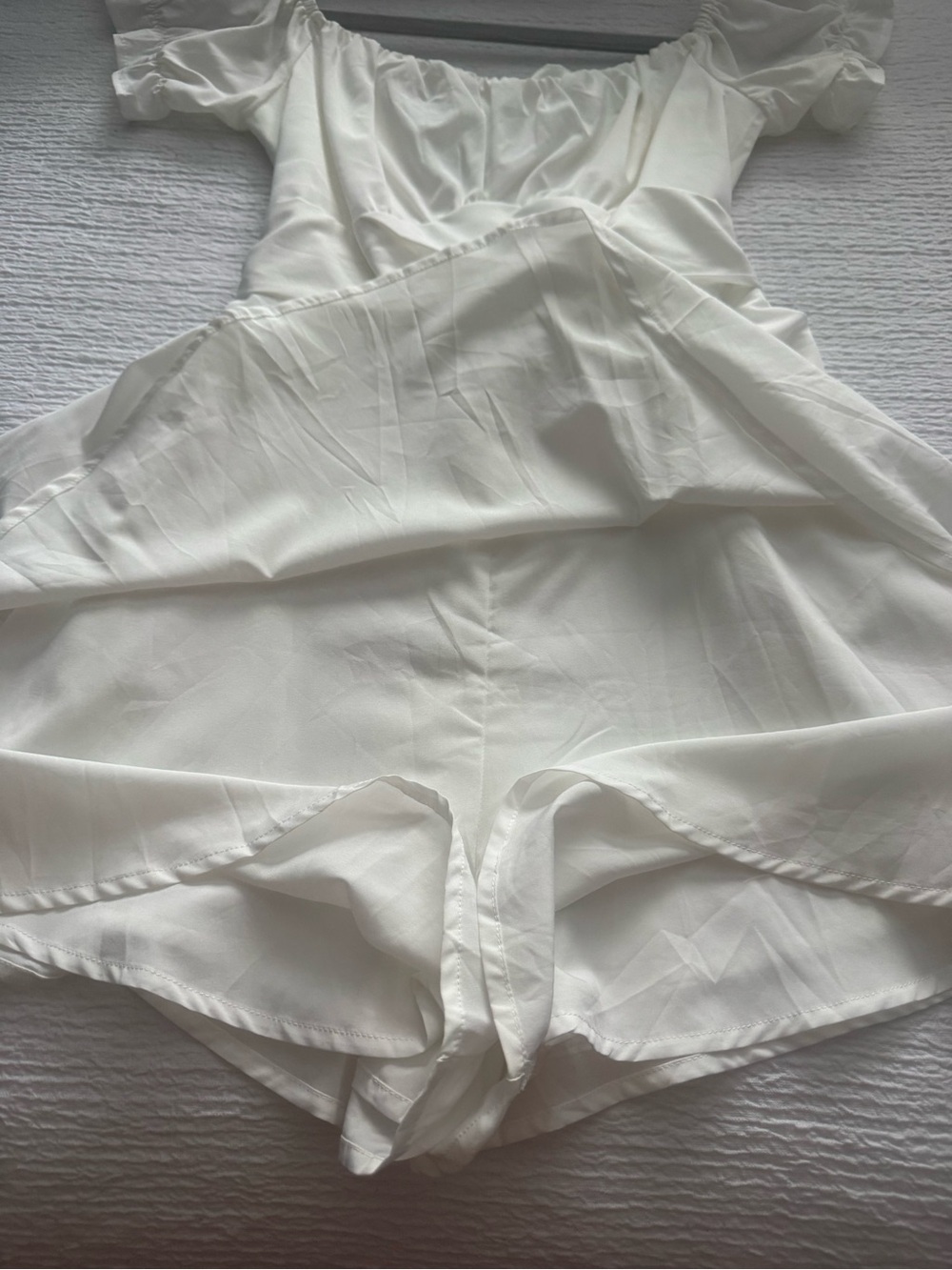 White Off-Shoulder Ruffle Romper - Picture 3 of 7